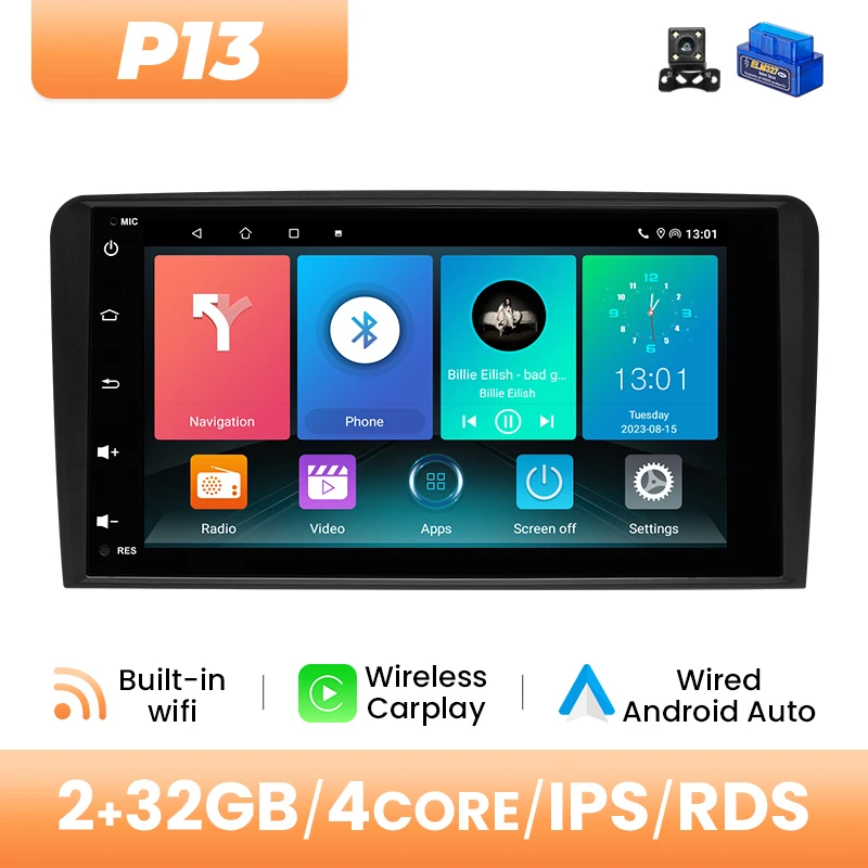 8Inch IPS Android14 AI Voice Draadloze Carplay Autoradio Multimedia Voor Audi A3 2 8P 2003-2013 8GB 128GB GPS Navigatie DSP Audio