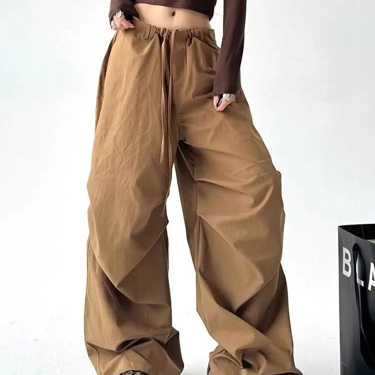 Brown Wide-Leg Pants Women's New Spring and Autumn Loose Casual High Waist Work Clothes Trousers Drooping Straight