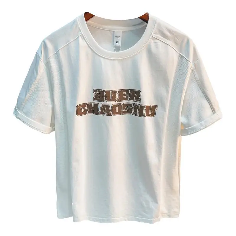 2025 New Style Summer Short sleeved T-shirt Men's Trendy Brand Loose Letter Printed Casual Top