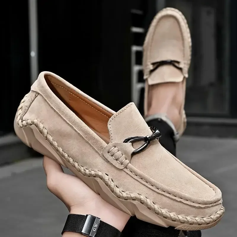 

Moccasins Men's Breathable New Genuine Leather Soft Bottom Slip-on Handmade Loafers Men's Shoes Casual Fashion