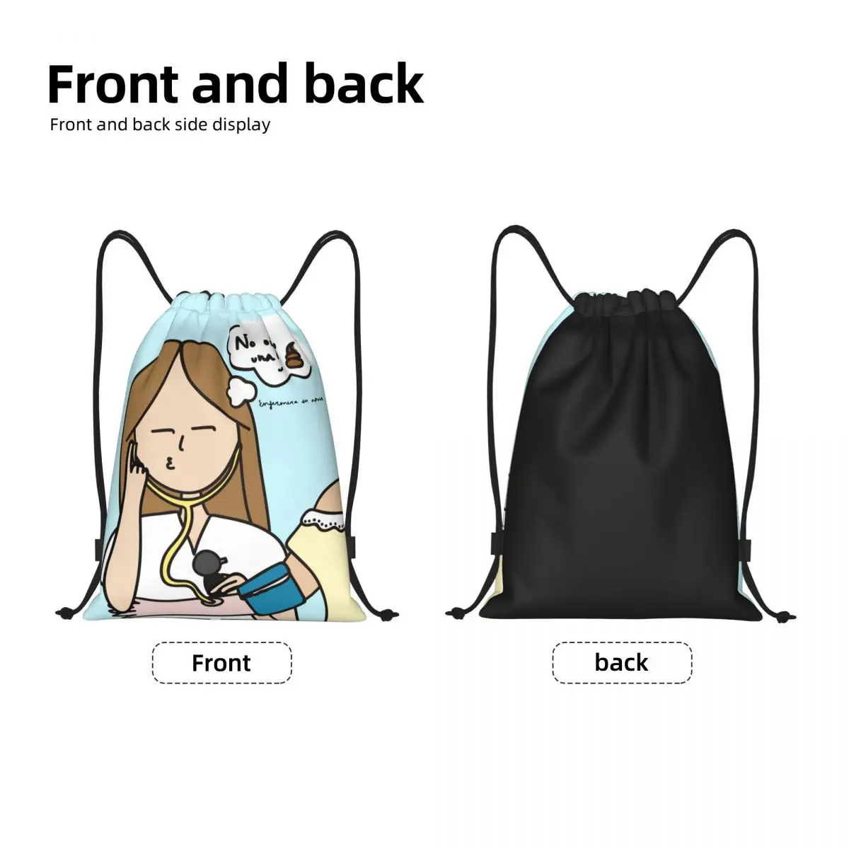 Custom Enfermera En Apuros Doctor Nurse Medical Drawstring Bag for Shopping Yoga Backpacks Women Men Sports Gym Sackpack