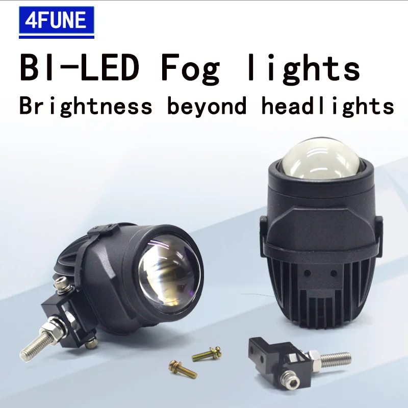 Bi LED Fog Light 2 inch Universal Spotlight blue lens Fog lamp Waterproof Projector Lens LED Mini Matrix Lights Car Accessory