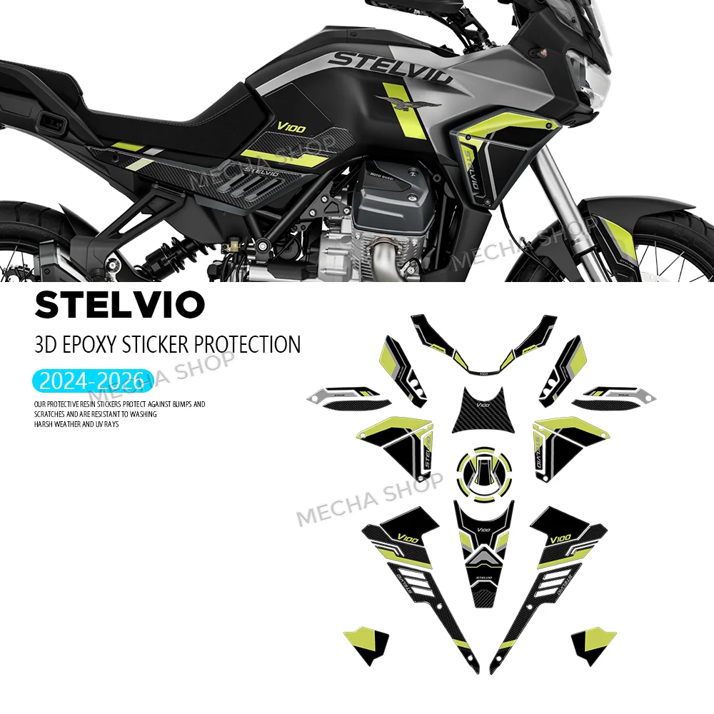 

3D Motorcycle Sticker Protects on The Fuel Tank Side for Moto Guzzi Stelvio V100 2024 2025 2026 Tank Pad Decal