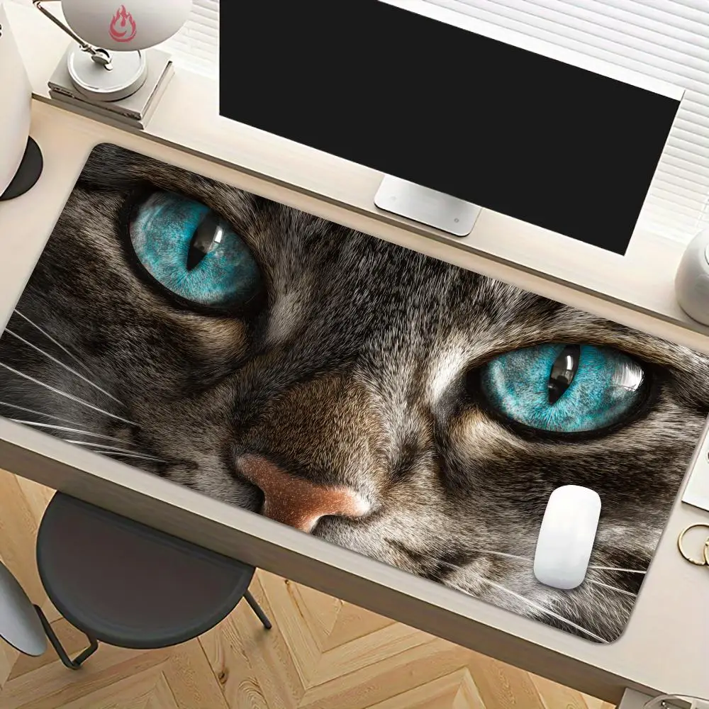 Gray-brown cat face Mouse Pad Desk Mat Large Computer Office Carpet XXL Mousepad Gamer Gaming PC Accessories Keyboard Rug