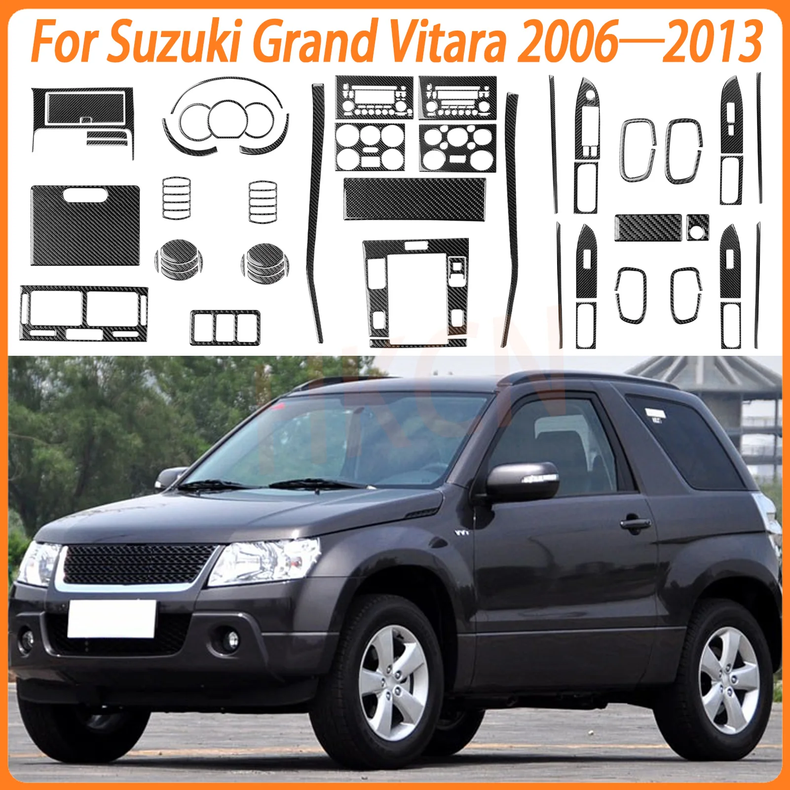 Carbon Fiber Interior Accessories Speedometer Instrument Central Vent Gear Shift Panel Sticker For SUZUKI Grand Vitara 2006—2013