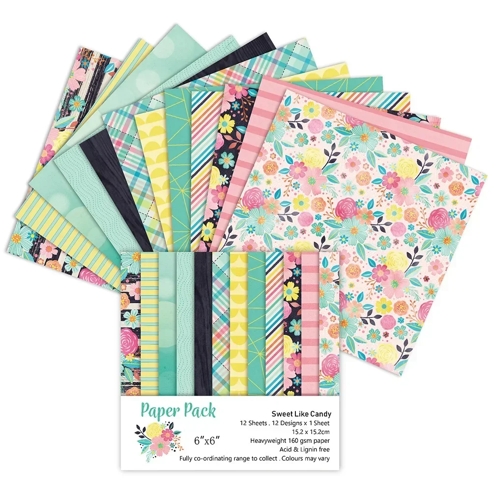 

Single-Sided Pattern Background Paper, DIY Photo Album Scrapbook, Materials for making greeting cards, 6 Inch, 12 Pcs