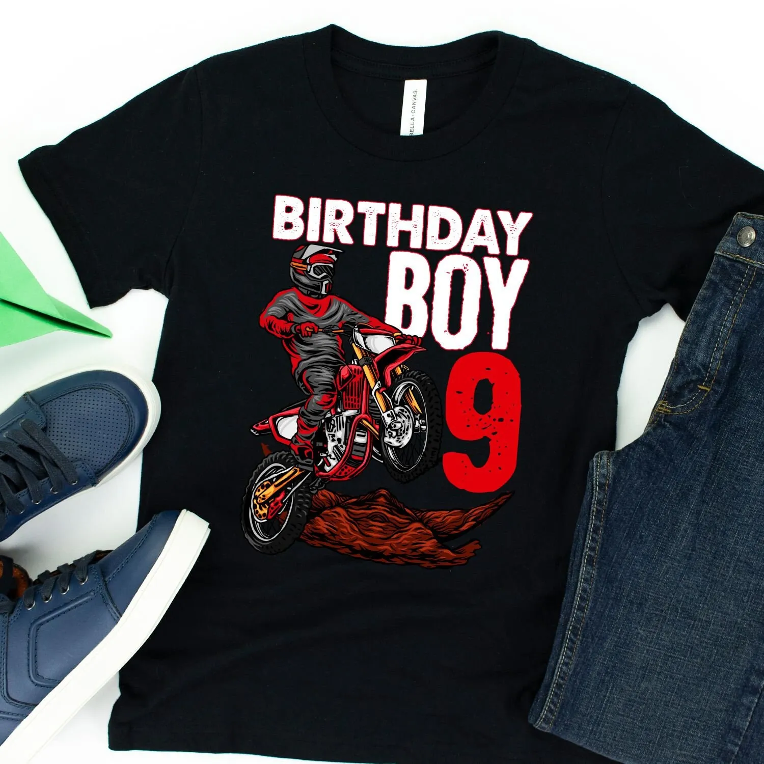 Motocross Birthday Boy 9 T Shirt 9th Party Nine