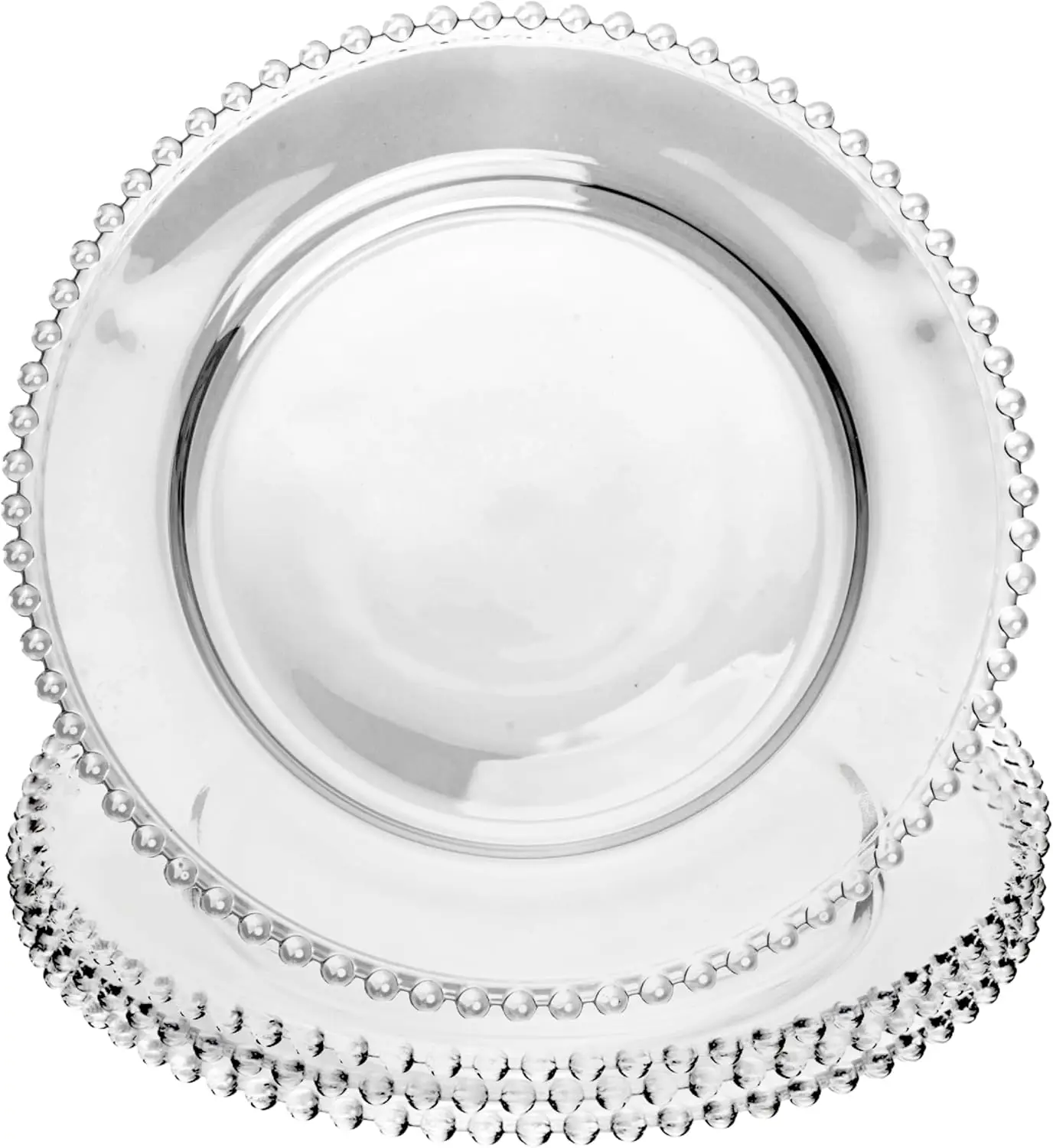 

- Set of 4 Pearl Beaded Crystal Dinner Plates - Clear Glass Plates, Dinner Accessories, Crystal Kitchen Utensils Set - L