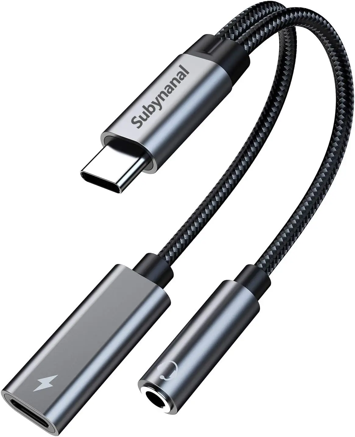 USB C to 3.5mm Headphone and Charger Adapter, 2-in-1 Fast Charging Dongle with Aux Audio Jack and PD 3.0 Charging Port (Gray)