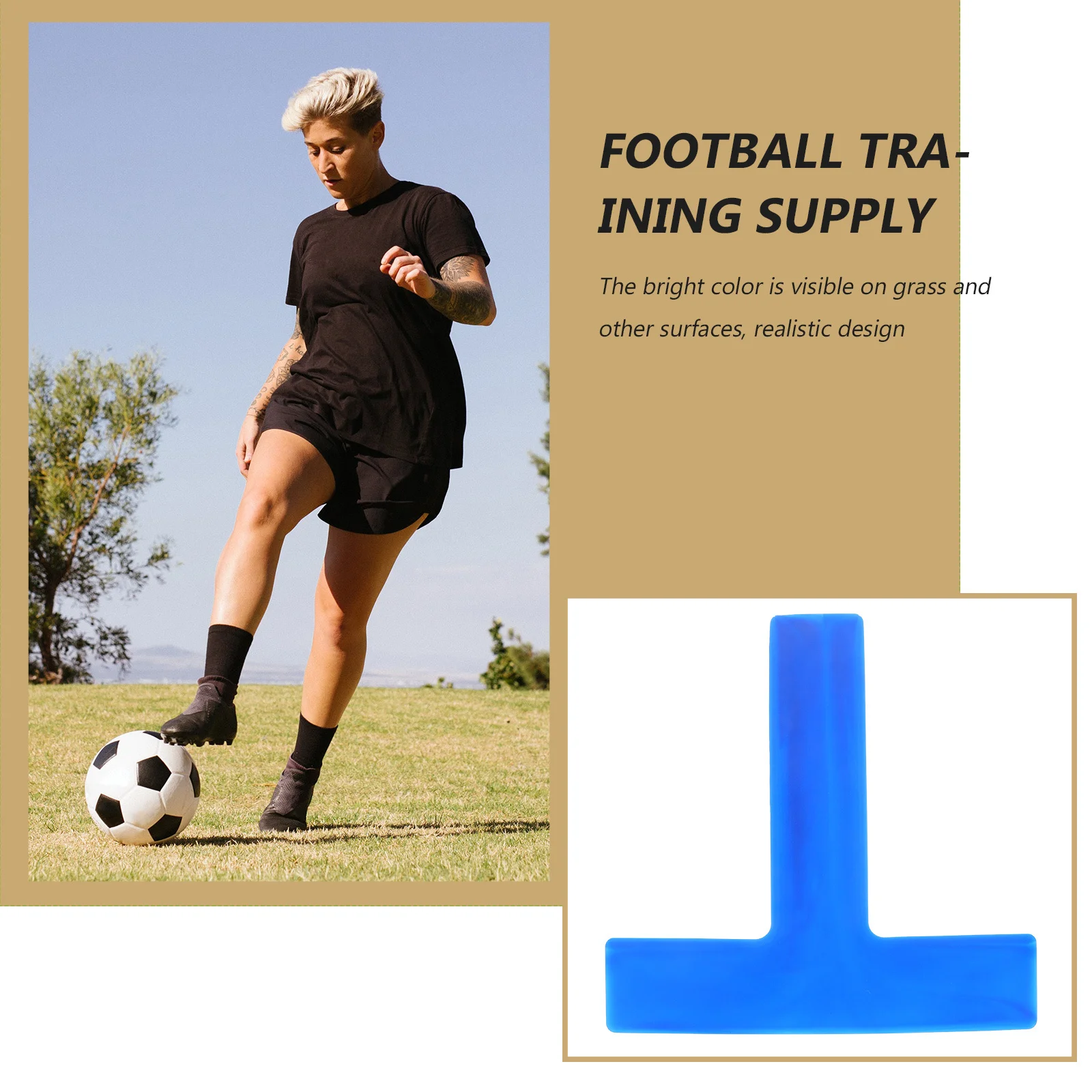 2 قطعة علامات المحكمة على شكل حرف T لكرة القدم وكرة السلة والتنس علامات التدريب أزرق ساطع متينة مقاومة للماء مستلزمات رياضية خارجية #3
