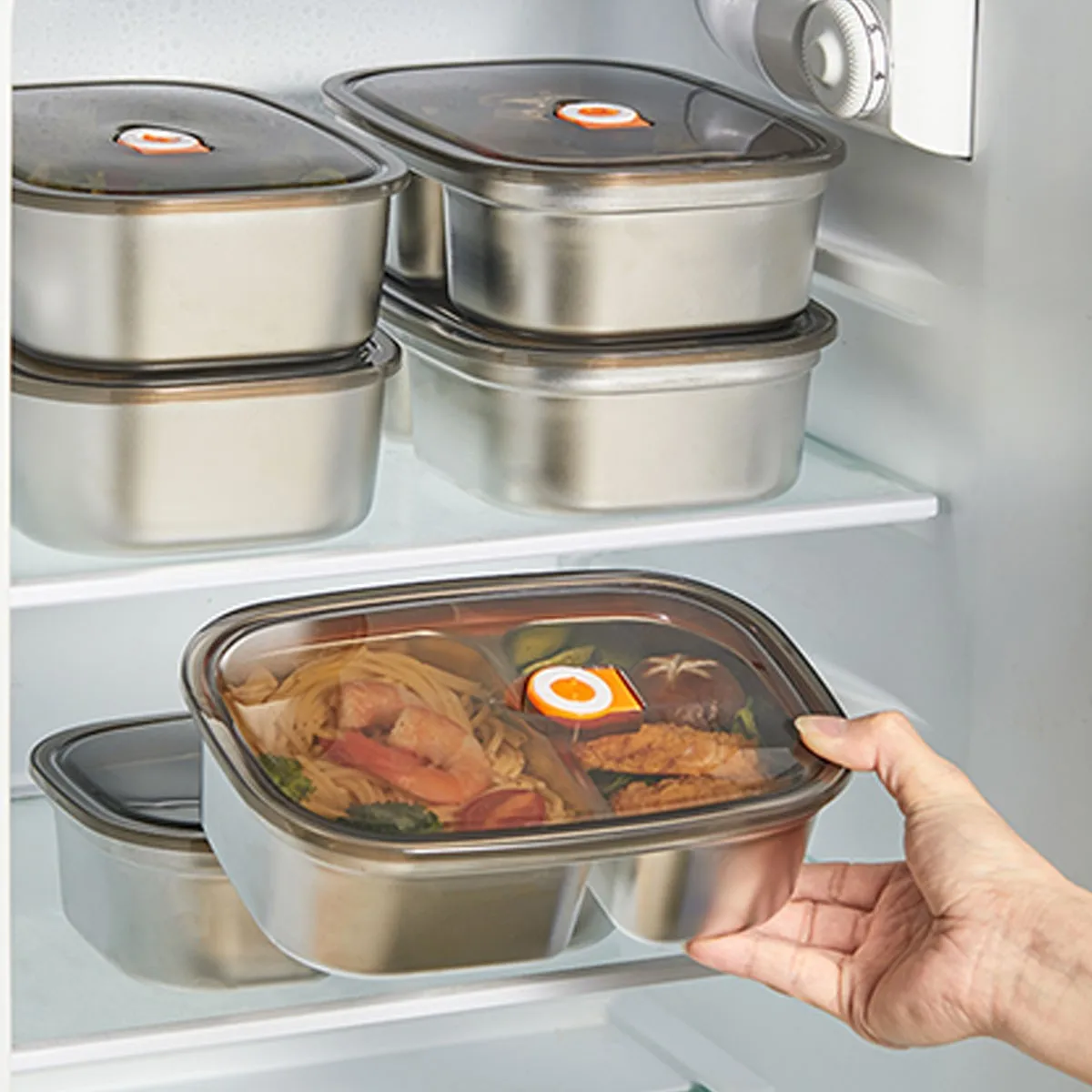 Portable 304 Stainless Steel Bento Lunch Box Microwave Heatable Large Capacity Leak-proof Food Container For Students Adult view 4