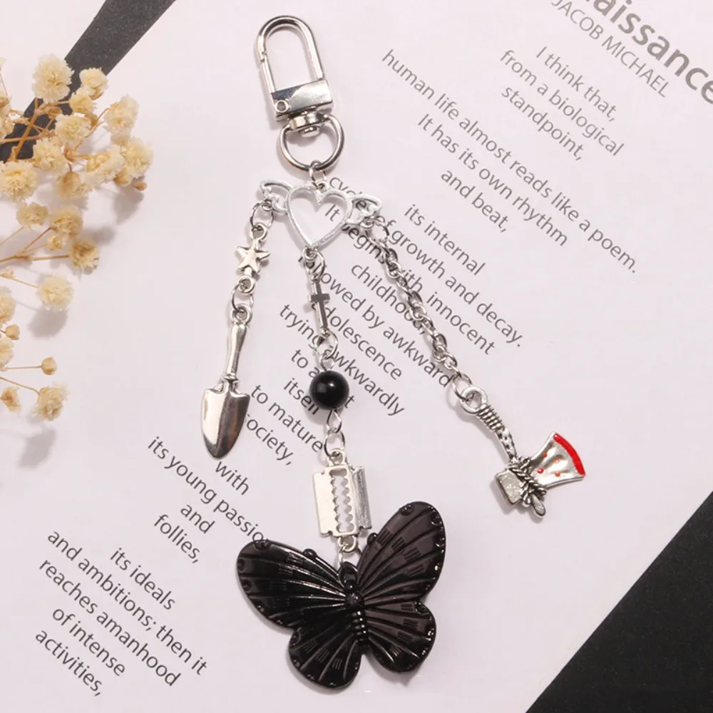 Black Butterfly Y2K Phone Strap Gothic Style Key Cord Mobile Phone Chain Charm Lanyard Mobile Keychain Lanyard Jewelry Gift