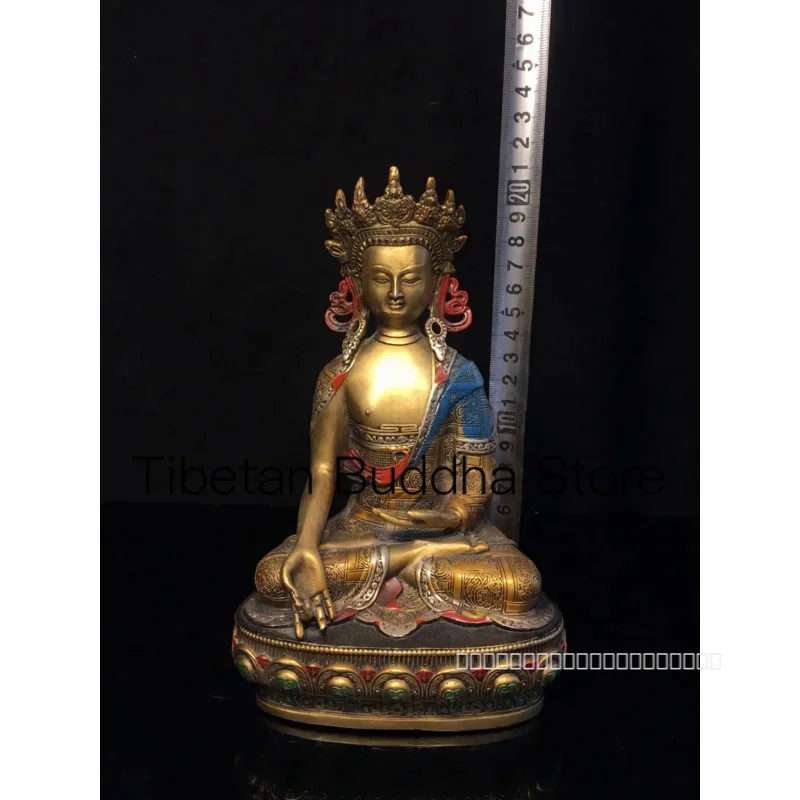 Imagem -05 - Chapéu de Cobre Puro Coroa Shakyamuni Buda Estátua Tantra Tibetano Iluminação Buda Tathagata Buda Ornamento 21cm Nepalês