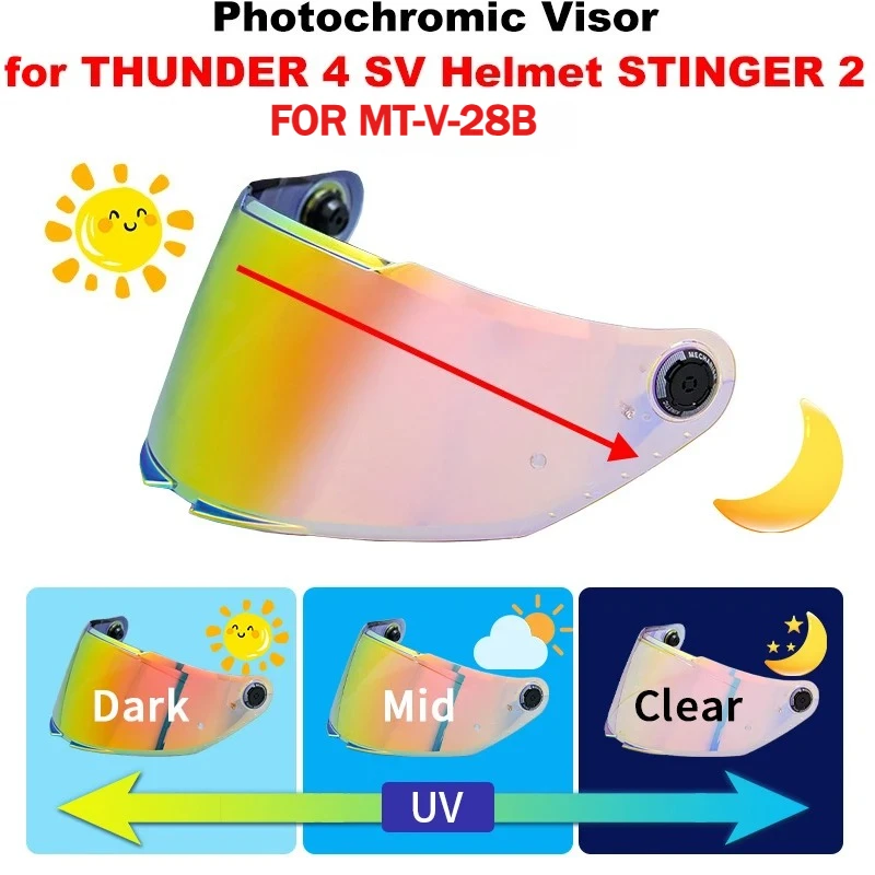 

Photochormic Replacement Face Shield for Model THUNDER 4 SV Helmet STINGER 2 for MT-V-28B Helmet Lens Original for MT Parts