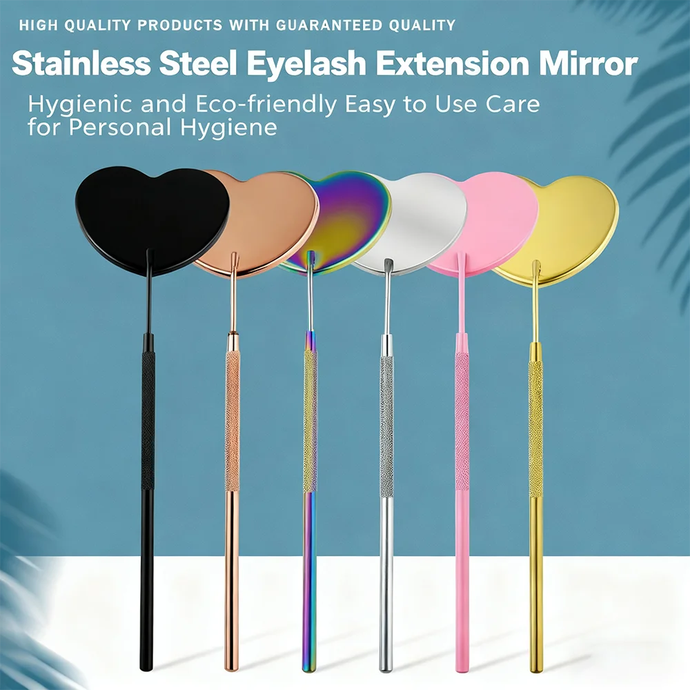 Heart-Shaped Stainless Steel Eyelash Grafting Mirror - Perfect Tool for Lash Extension Application & Inspection Anywhere