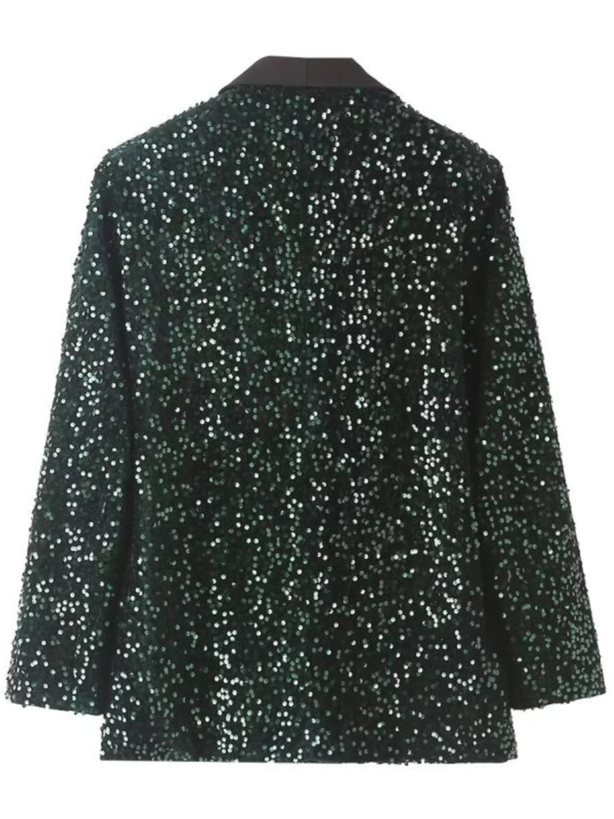 iny Velvet Sequin Bling American Sle Casual Outerwear Spring Season Long Sve Regular Length Suit Jaet Ele Aosp...