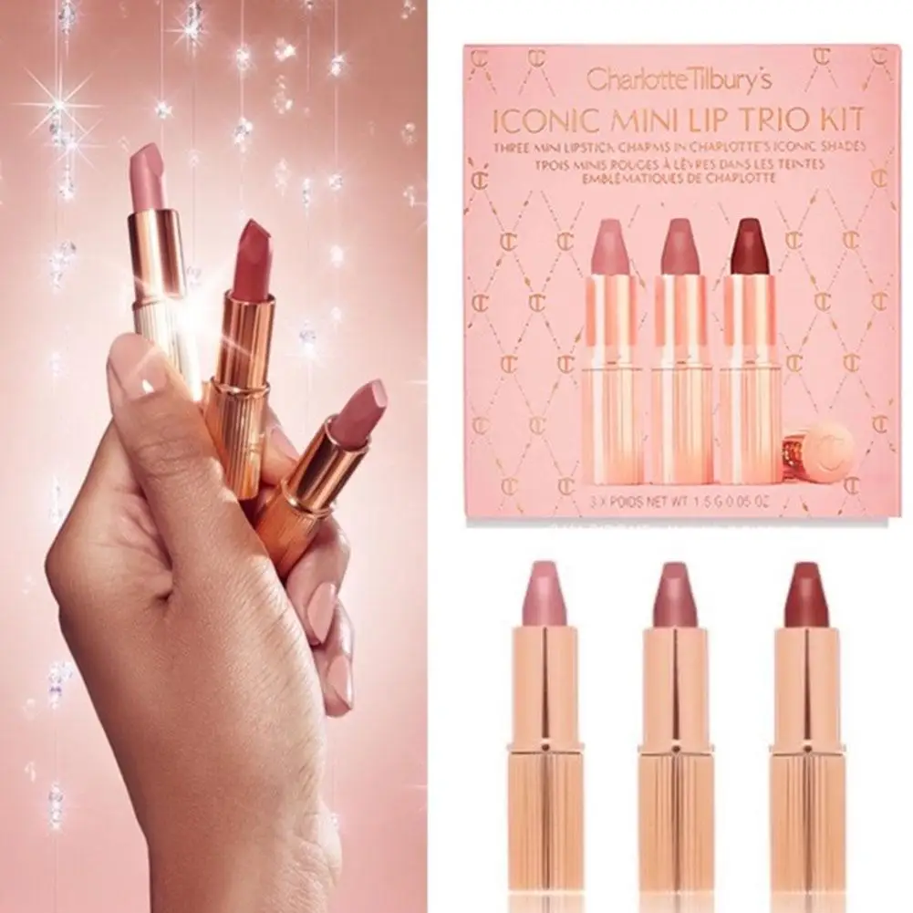 

Набор из 3 мини-помад разных оттенков, дорожный размер, увлажняющая помада, легко наносится, не оставляет следов на губах