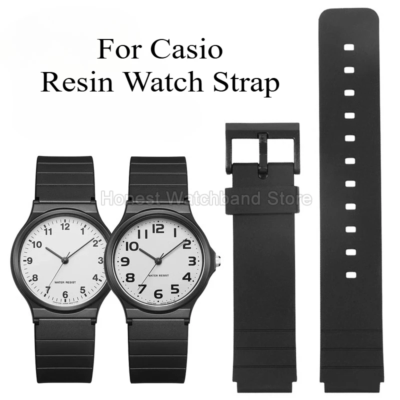 ​​For Casio Minimalist Resin Watch Band 16mm MW-59 MQ-27 MQ-76 Sleek Black Special Interface Seamless Comfort Lightweight Wear​​