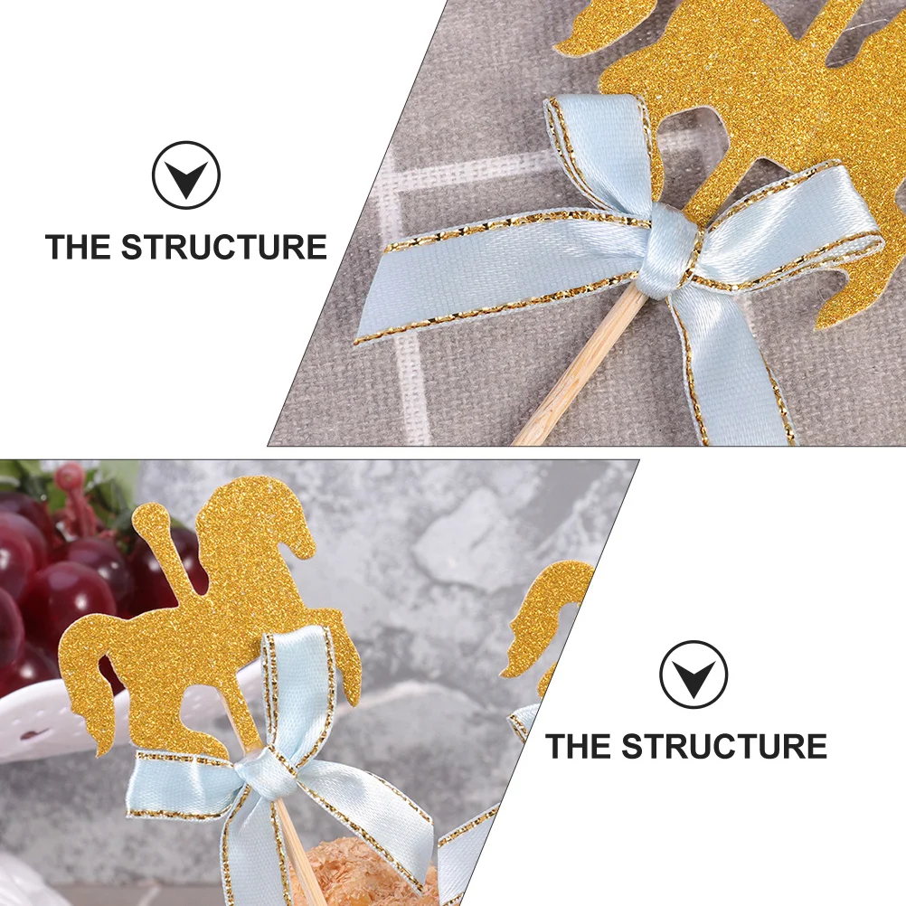 

40Pcs Carousel Horse Cake Insert Creative Wedding Party Decoration Shower Cake Topper Cupcake Decor Dessert Prop