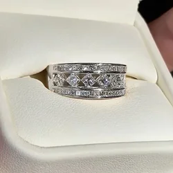 CAOSHI Romantic Eternity Women's Rings for Engagement Wedding Accessories Silver Color Dazzling Cubic Zirconia Elegant Jewelry