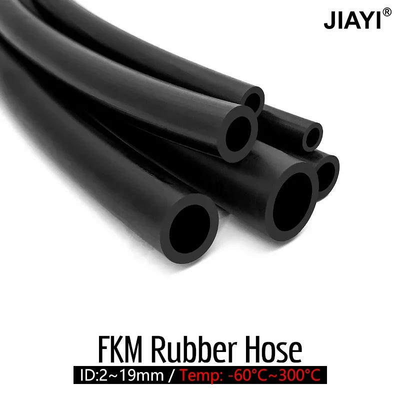 FKM Soft Tube Fluoroelastomer Hose Black Petrol Diesel Oil Pipe Corrosion Resistant I.D. 2 4 6 7 8 10 12 14 16 18 19mm