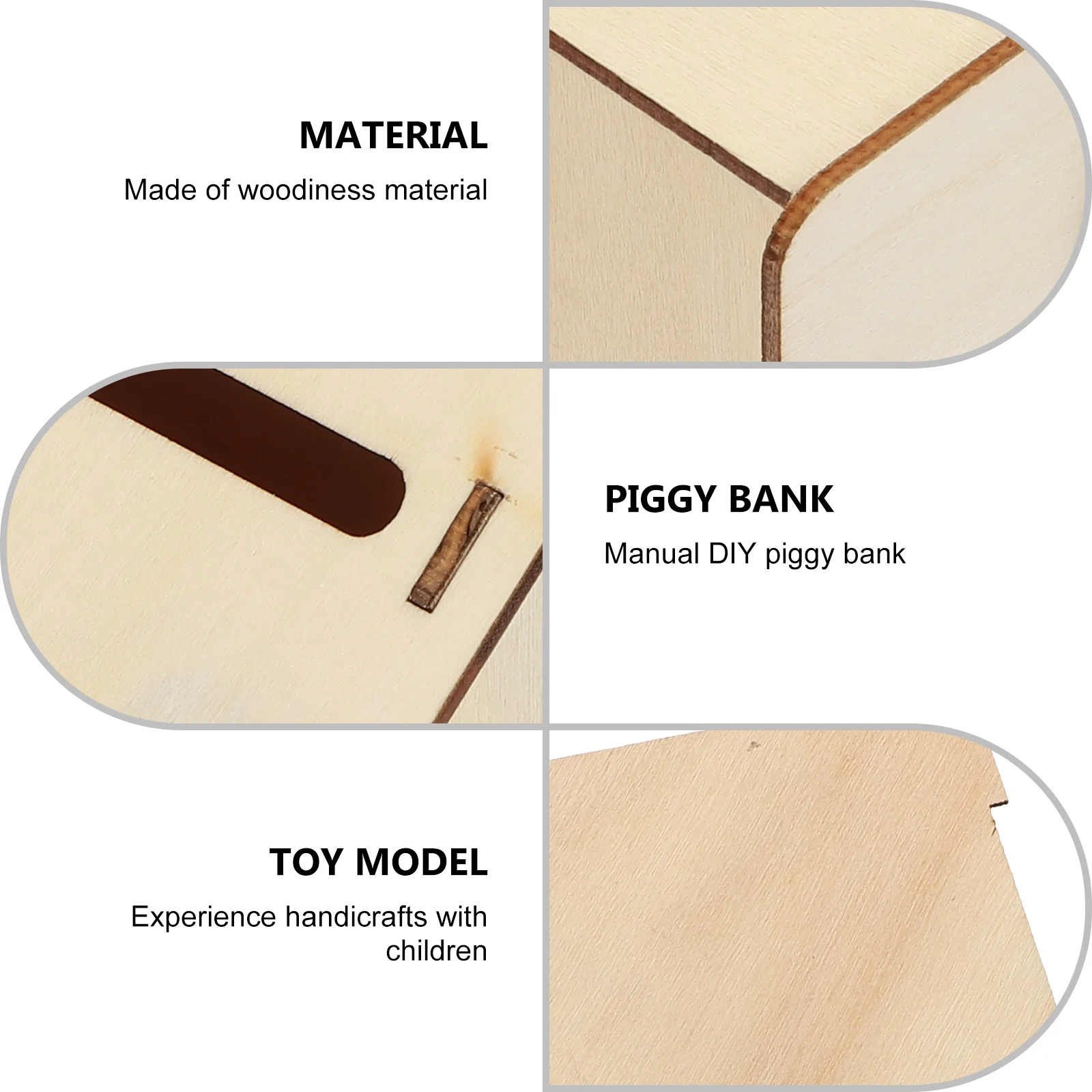 Tirelire en bois inachevé, 3 pièces, bricolage, forme de maison, tirelire pour enfants, décoration de la maison, artisanat, conteneur de stockage de pièces de monnaie, activité amusante