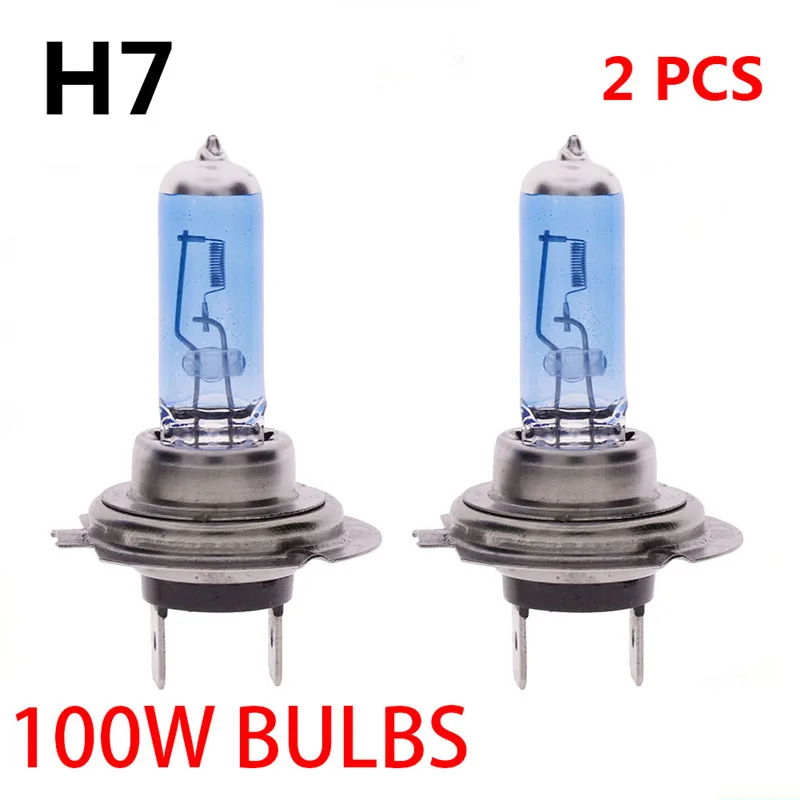 2Pcs H7 100W Xenon Gas Halogen Headlight White Car Light Lamp Bulbs 12V 6000K