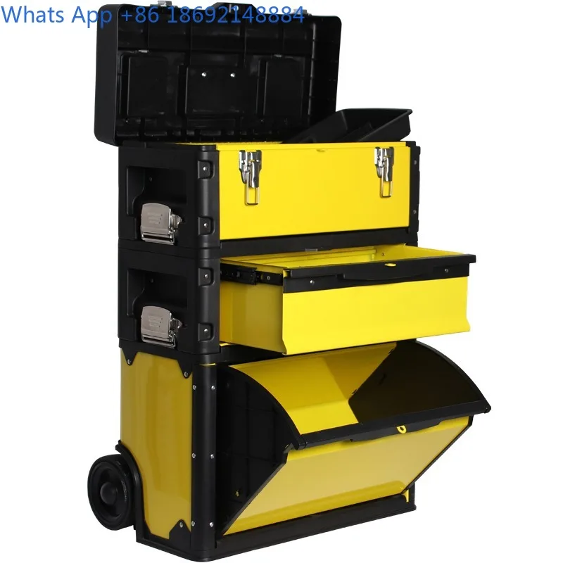 

Three-Layer Stacking Toolbox Multi-Functional Trolley Toolbox Large Household Hardware Tool Wheeled Mobile Storage Box