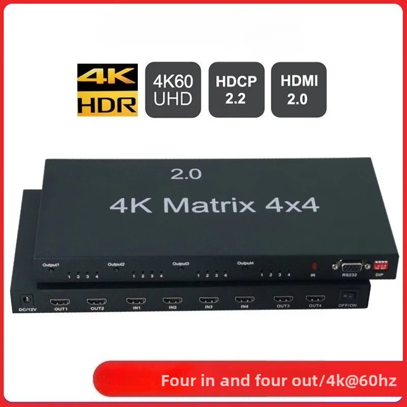 4K 60Hz True HD Matrix 4x4 4 Inputs and 4 Outputs Vs HD 2.0 Matrix 2x4 4x2 Switch Splitter Video Converter with RS232 / EDID