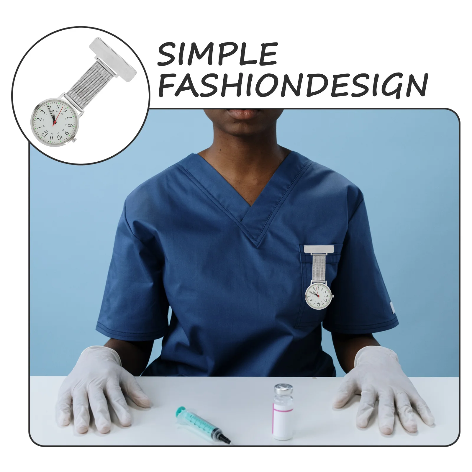 

Doctor Chest Minimalist Nursing Fob Durable Metal Casing Lapel Pin Hanging Design For Hospital Clinic Nurses Fob Watch Pendant
