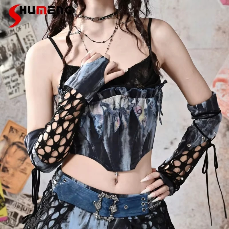 Japanese Rojita Style Cool Oversleeve Splicing Design Sense Punk Rock Style Gloves Cuffs Hand Sleeves Apparel Accessories Female