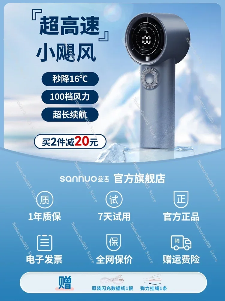 Little Fan Handheld USB Electric Fan Mini Small Mute Charging Small Air Conditioning Cooling God Portable Blowing Food