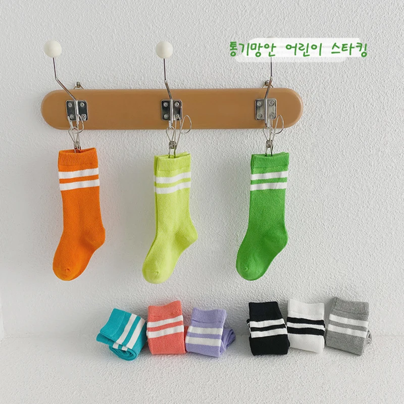 3 pairs/Lot Student Sport socks Summer striped mesh breathable mid-tube socks Soft Solid Color Cotton children socks