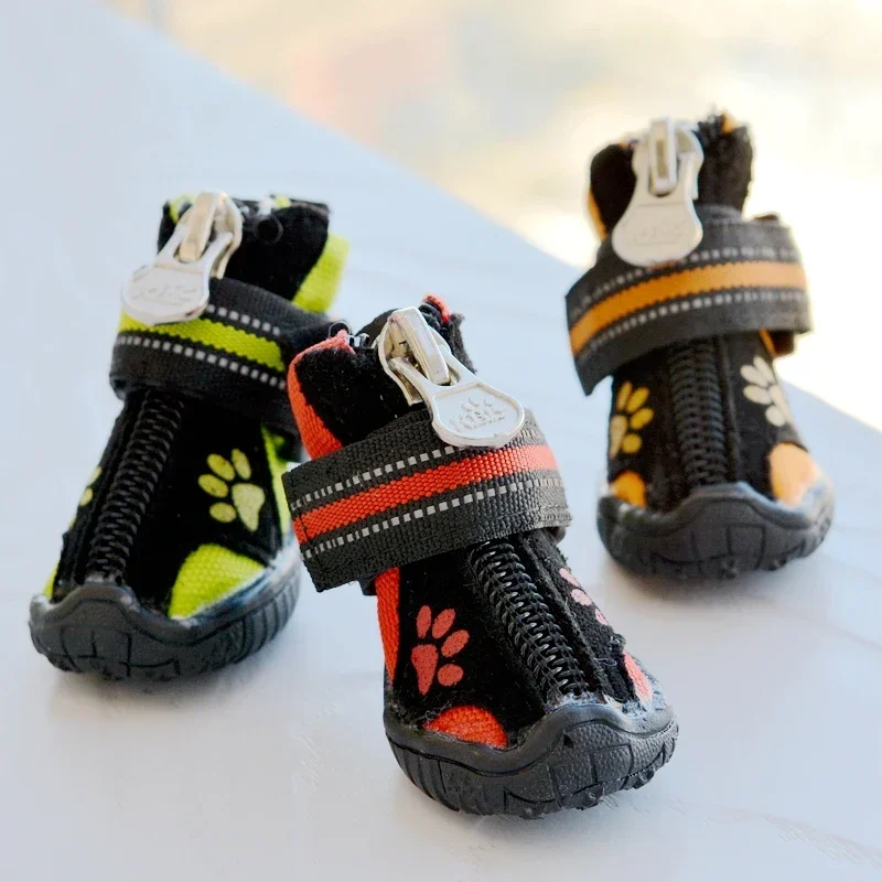 4pcs Waterproof Small Large Dog Golden Retriever Boots Winter Warm Margin 8 Sizes Pet Shoes Non-slip Anti-skid Wear-resistant