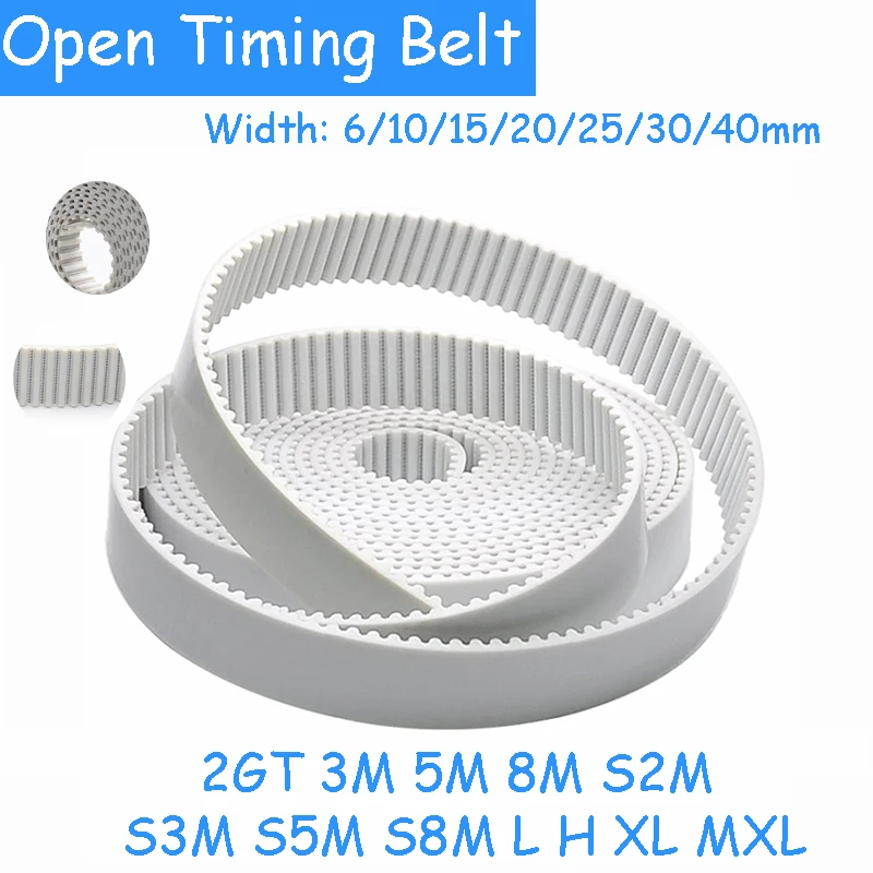 

1 Meter Open Timing Belt 2GT 3M 5M 8M S2M S3M S5M S8M L H XL MXL Width 6/10/15/20/25/30/40mm White Polyurethane With Steel PU