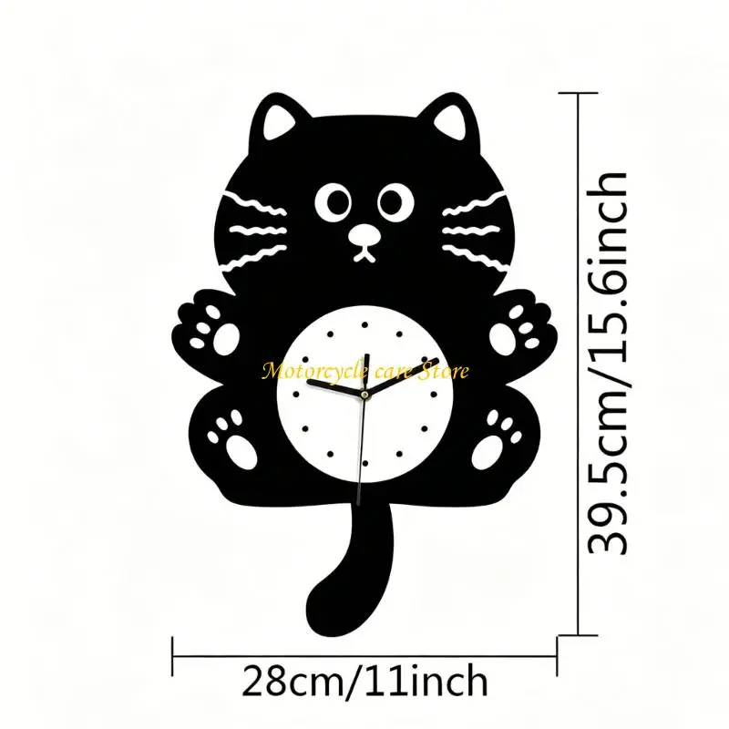 U75F Bedroom Wall Pet Clock Acrylic Analog Decor, Quiet Non Ticking 11 x 15.6 Inch Time Display Accent for Home Office Indoor