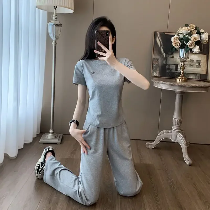 

Baggy Women's Pants Two Piece Set Cheap New Matching Clothes Korean Style Chic and Elegant Tailor Promotion Full Ladies Trouser