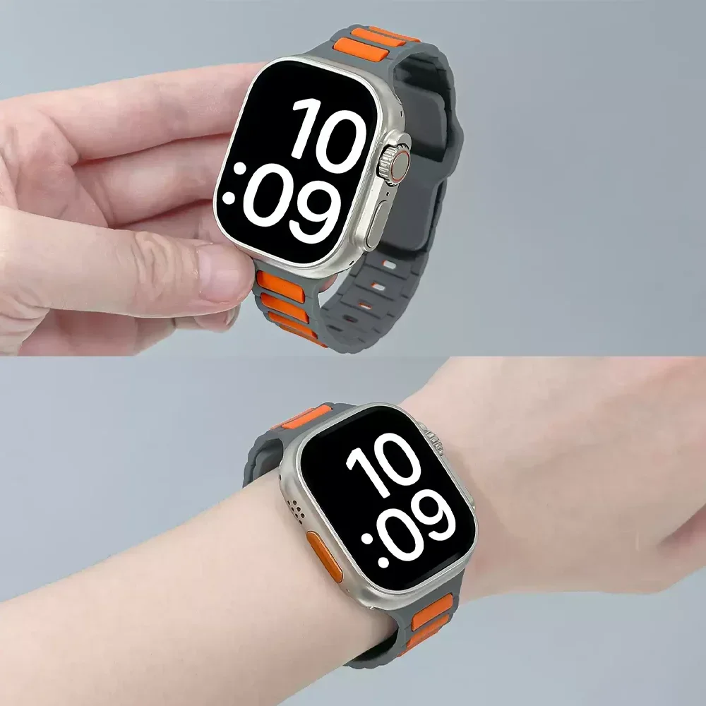 สายซิลิโคนสําหรับ Apple Watch Band 46 มม.40 มม.44 มม.49 มม.45 มม.41 มม.38 มม.42 มม.44 มม.สร้อยข้อมือ iWatch Series 10 9 8 7 6 SE Ultra 2
