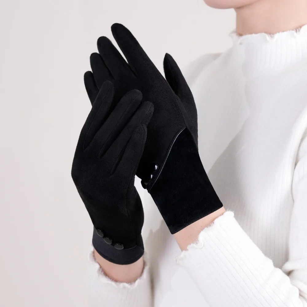 Daily Wear Elegant Winter Thermal Gloves Thick Breathable Touch-Screen Gloves Warm Insulated Windproof Suede Gloves Gift
