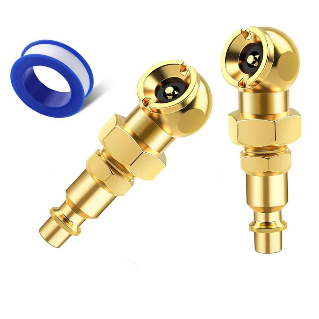 2pcs Brass Tire Chuck 1/4 NPT Closed Flow Inflator Nozzle With Quick Connector For Car Truck Air Compressor Hose Fitting Tool