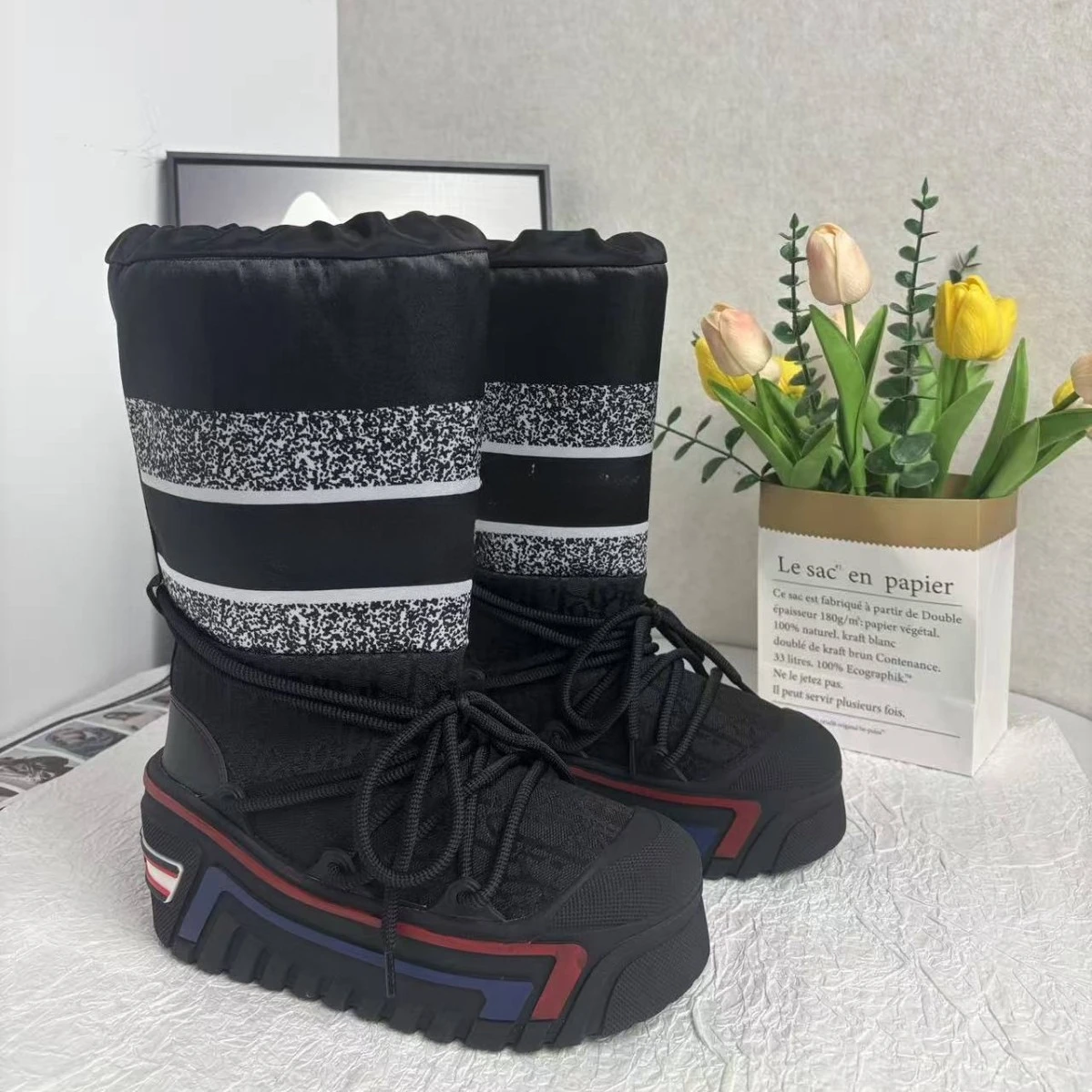 

Winter new fat pier pier snow boots high ski thick-soled cotton down boots