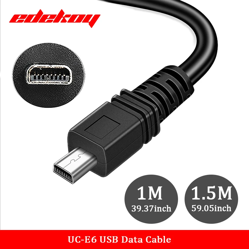 UC-E6 Digital Camera USB Data Cable Mini 8 Pin for Nikon CoolPix