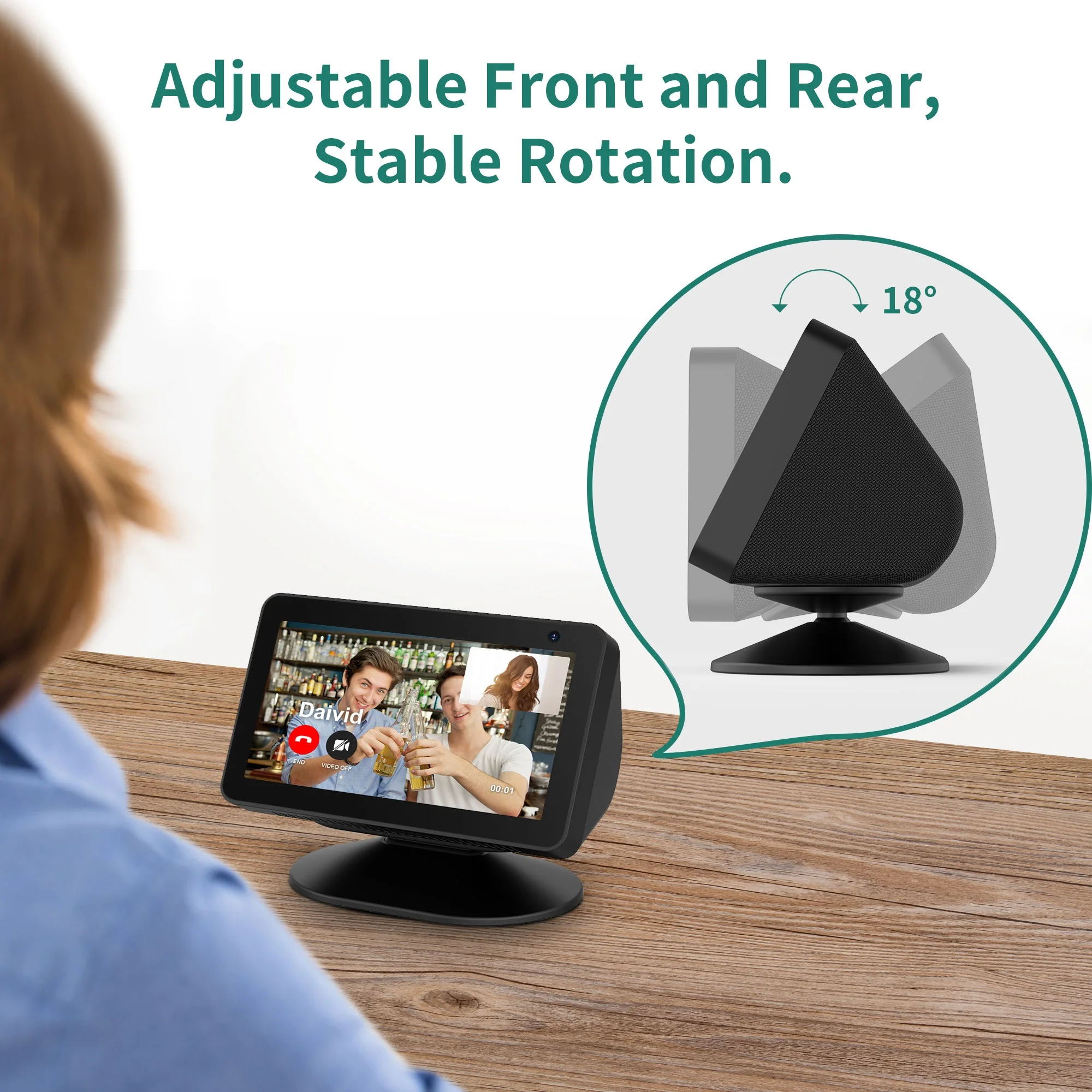 SPORTLINK Tischhalter für Echo Show 5, 8, 1. und 2. Generation, magnetischer Ständer, verstellbarer Neigungswinkel, rutschfeste Basis, Zubehör, Blau