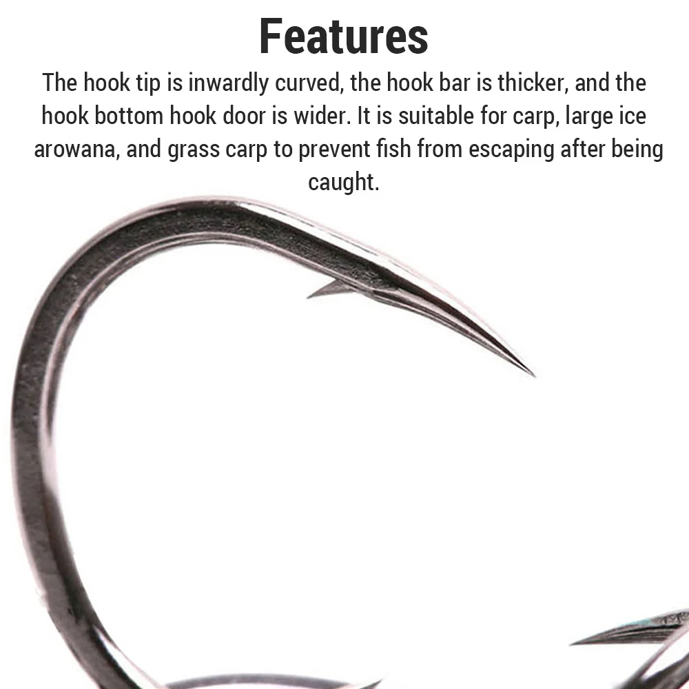 خطافات صيد السمك الشائكة للمياه المالحة والمياه العذبة خطافات صيد من الفولاذ عالي الكربون خطافات أسماك المياه العذبة #6