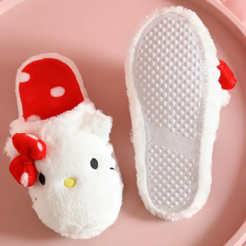 Hello Kitty Slippers Sanrio Cotton Slippers Anime Cartoon Indoor Floor Anti-Slip Slippers Gift Cute Girl Kuromi Shoe Wholesale