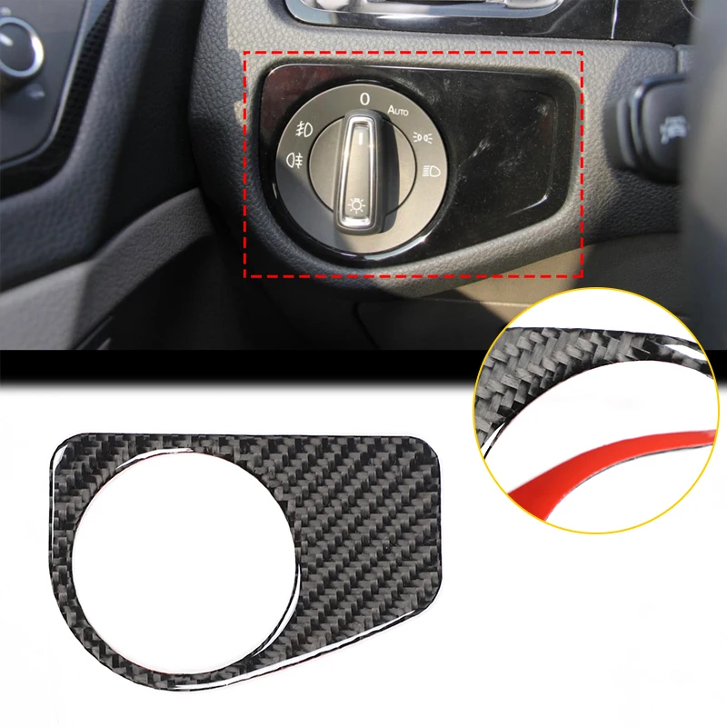 

For Volkswagen Golf 7 Gti Mk7 2013-2019 Soft Carbon Fiber Car Headlight Switch Frame Decorative Sticker Car Accessories