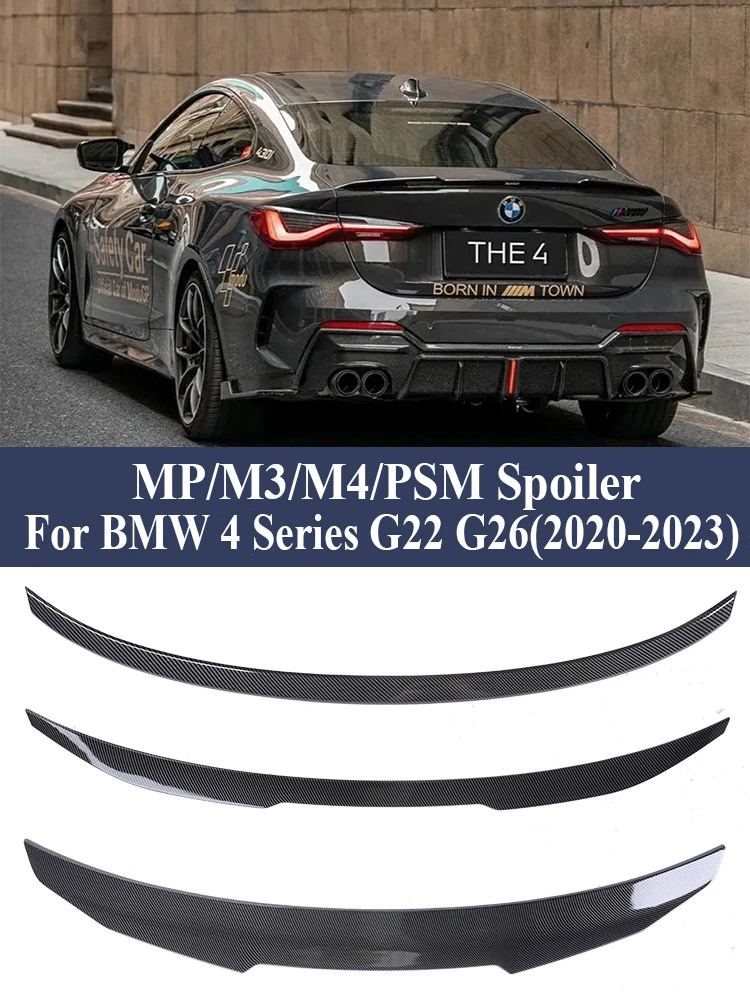 

Carbon Fiber Rear Bumper Lip Trunk Spoiler M4 PSM Style Wing Parts Gloss Black M430i M440i For BMW 4 Series G22 G26 2020-2023