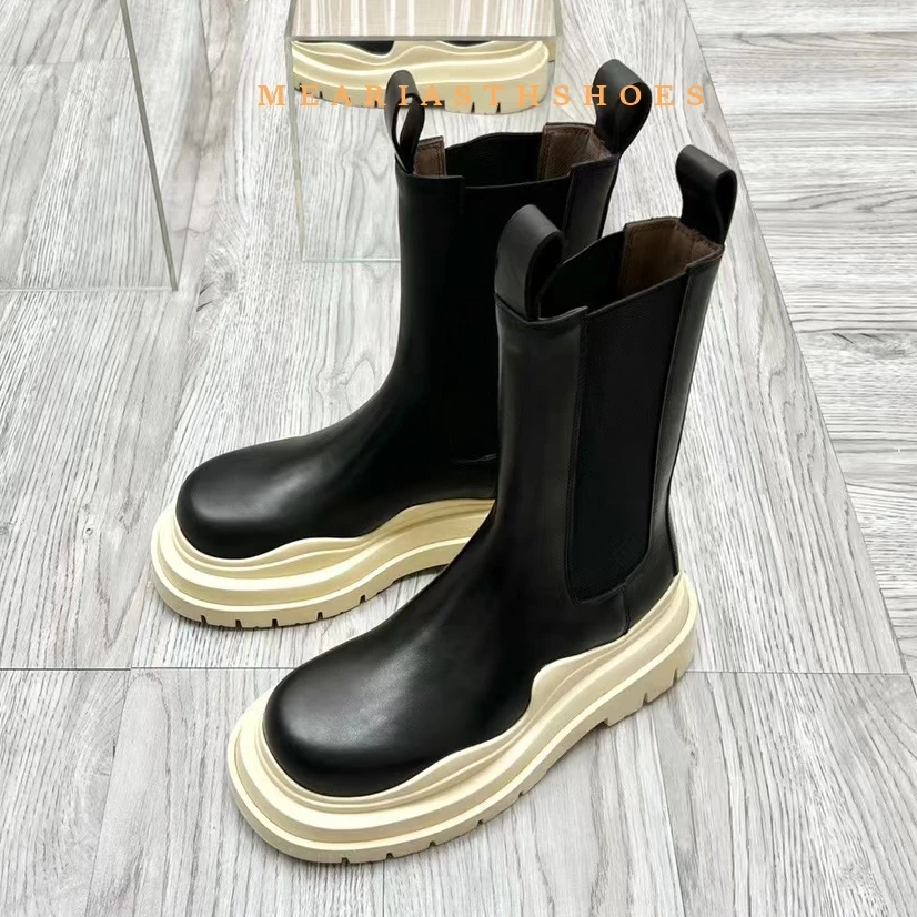 

Женские ботинки челси из натуральной кожи, осень-зима 2026, трендовые женские ботильоны на толстой подошве на плоской подошве, универсальные короткие женские ботинки