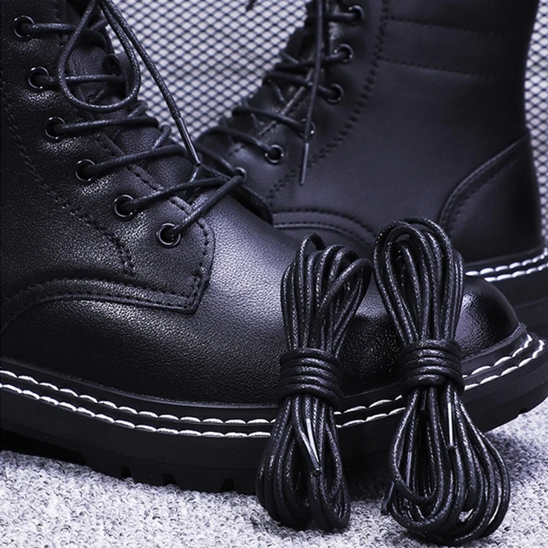 Boots Laces Waterproof Leather Shoelace Cotton Waxed Shoelaces Round Oxford Shoe Laces Length 60/80/100/120/140/180 CM 1 Pair