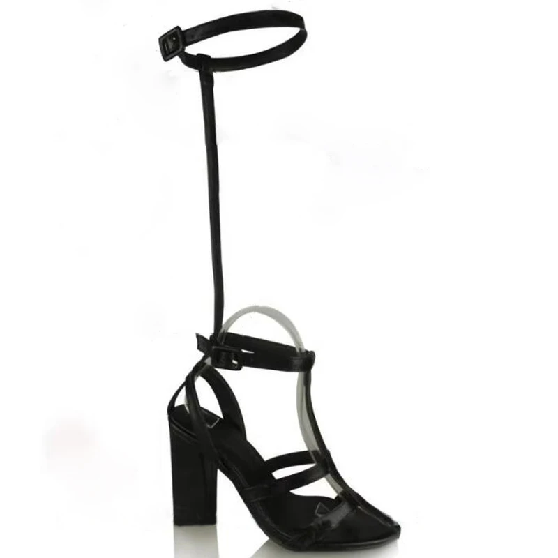 Summer Women T-Strap Toe Cutout Sandals Boots Chunky Heels Circle Buckle Straps Women Hollow Knee High Boots Ladies Street Shoes image 6